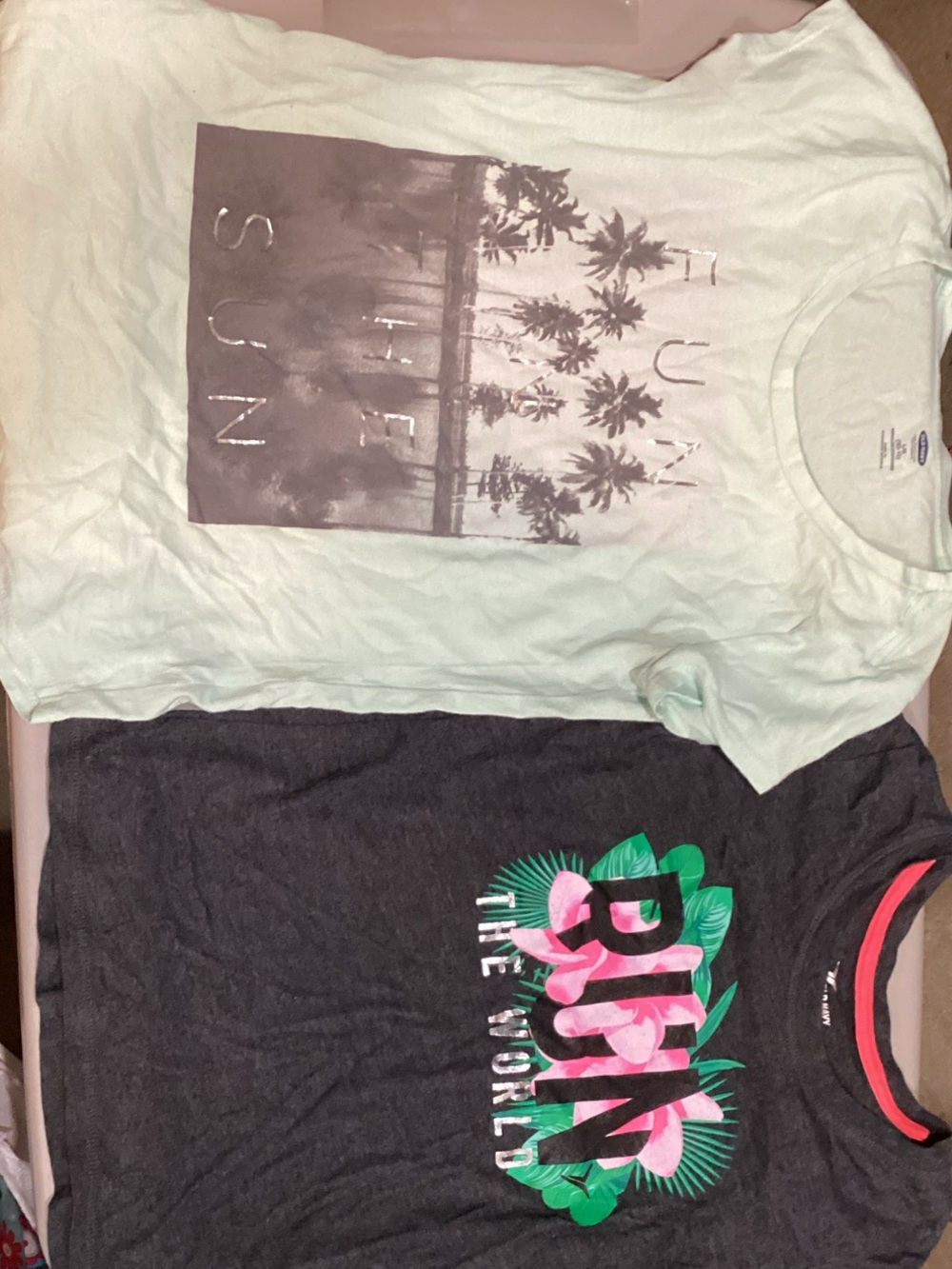 Old Navy Mint Short Sleeve Tee with Palm Photo Graphic